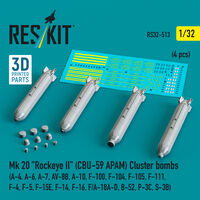 Mk 20 Rockeye II (CBU-59 APAM) Cluster Bombs (A-4, A-6, A-7, AV-8B, A-10, F-100, F-104, F-105, F-111, F-4, F-5, F-15E, F-14, F-16, F/A-18A-D, B-52, P-3C, S-3B) (4pcs) (3D Printed)