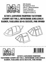 Japanese Fighters Vacuform Canopy Set Vol.I, Mitsubishi J2M3, J2M5, 6, Raiden, Nakajima Ki-84 Hayate - For Sword - Image 1