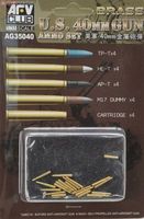 Bofors 40mm Brass ammo set. Includes TP-T x 4, HE-T x 4, AP-T x 4, M17 dummy x 4 and Cartridge x 4 - Image 1