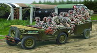 British Airborne Troops Riding In 1/4 Ton Truck & Trailer