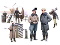 WWII German Luftwaffe Pilots and Ground Personnel in Winter Uniform - Image 1