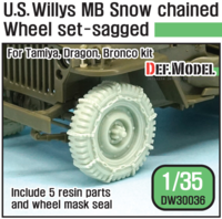 US Willys MB Wheel /w Snow chain set ( for Tamiya/Dragon/Bronco 1/35)