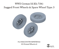 German Sd.Kfz.7(8t) - Sagged Front Wheels & Spare Wheel Type 3 (for Dragon and Trumpeter Kits) - Image 1